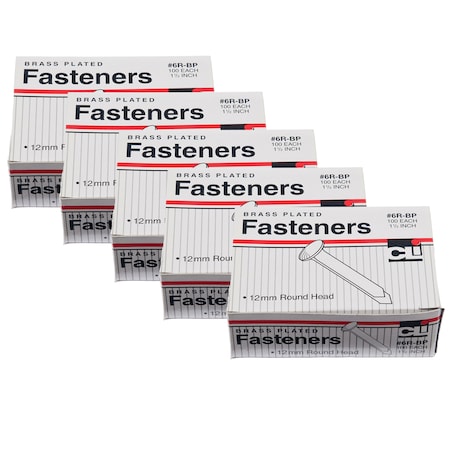 Charles Leonard Brass Paper Fasteners, 1.5in, PK500 6RBP